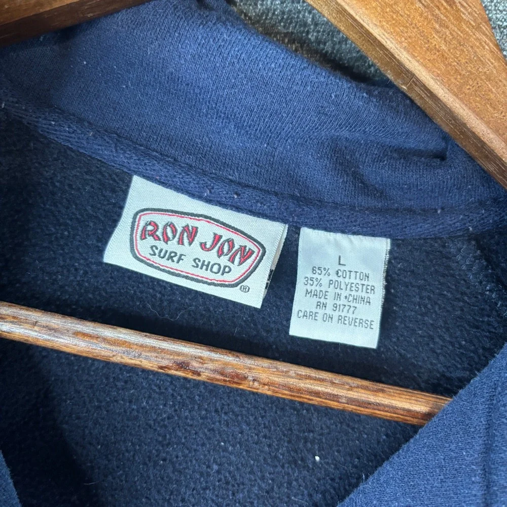 Ron Jon Surf Shop Quarter Zip Pullover Sweatshirt Navy Burgundy Colorblock L Y2K